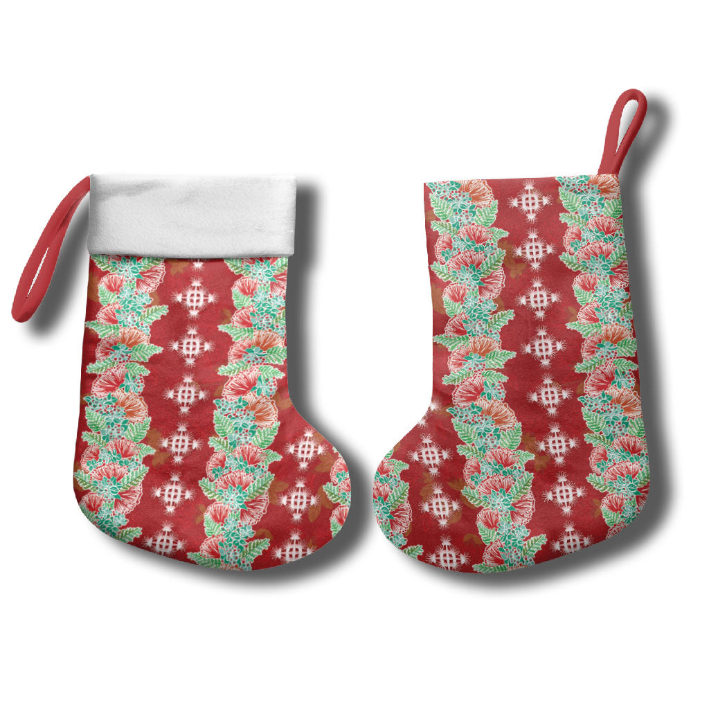 Hawaii Ohia Lehua Christmas Stocking Tropical Vibes Crimson