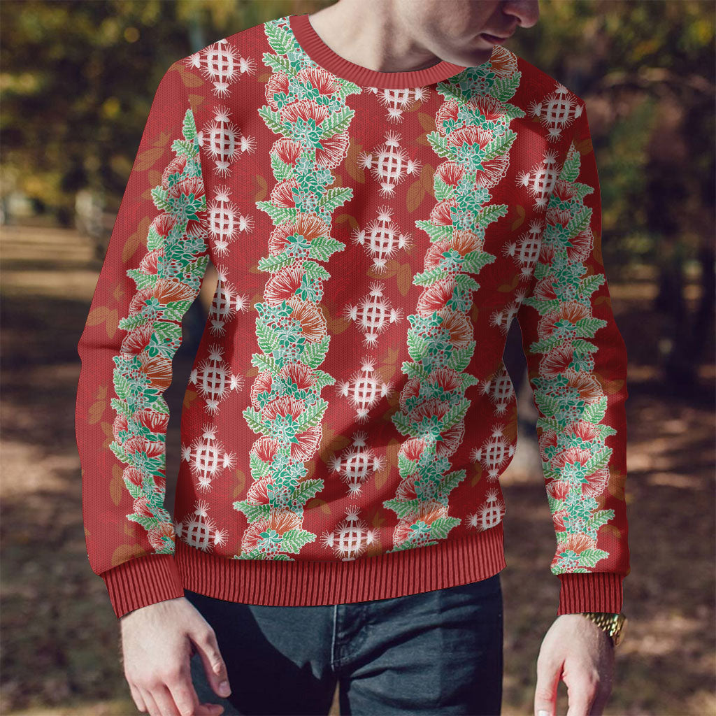 Hawaii Ohia Lehua Ugly Christmas Sweater Tropical Vibes Crimson LT05 - Polynesian Pride
