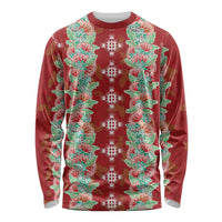 Hawaii Ohia Lehua Long Sleeve Shirt Tropical Vibes Crimson LT05 Unisex Crimson - Polynesian Pride