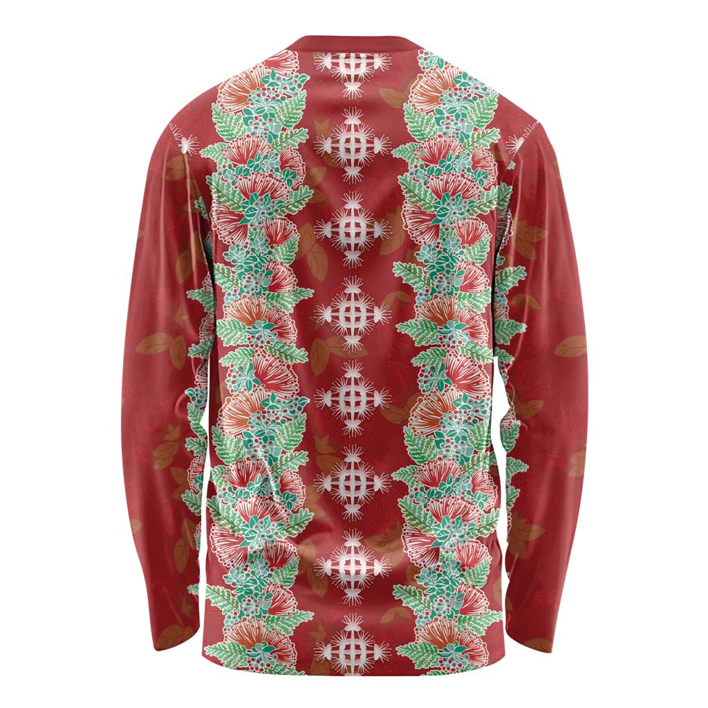 Hawaii Ohia Lehua Long Sleeve Shirt Tropical Vibes Crimson LT05 - Polynesian Pride