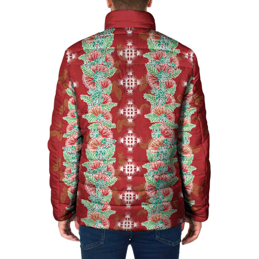 Hawaii Ohia Lehua Padded Jacket Tropical Vibes Crimson LT05 - Polynesian Pride