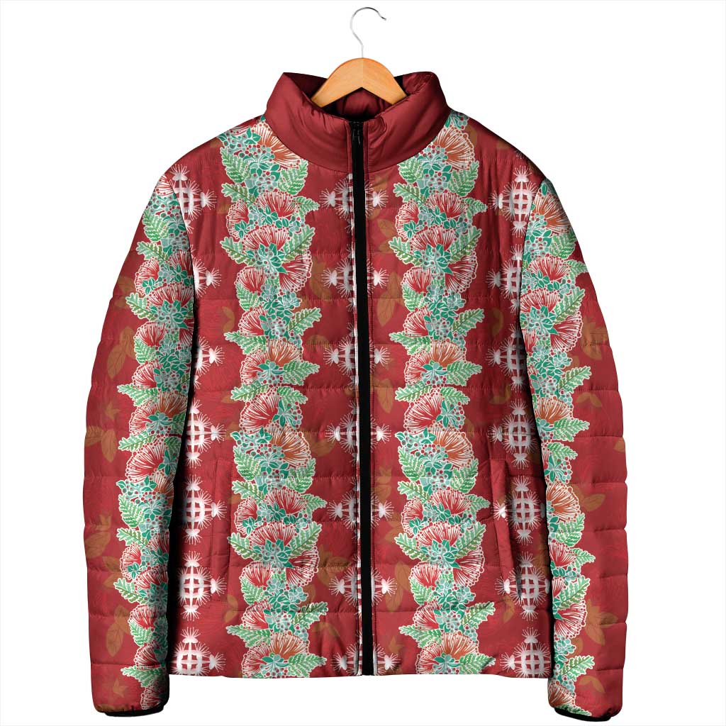 Hawaii Ohia Lehua Padded Jacket Tropical Vibes Crimson LT05 - Polynesian Pride