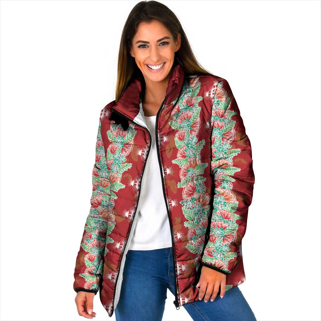 Hawaii Ohia Lehua Padded Jacket Tropical Vibes Crimson LT05 Women Crimson - Polynesian Pride