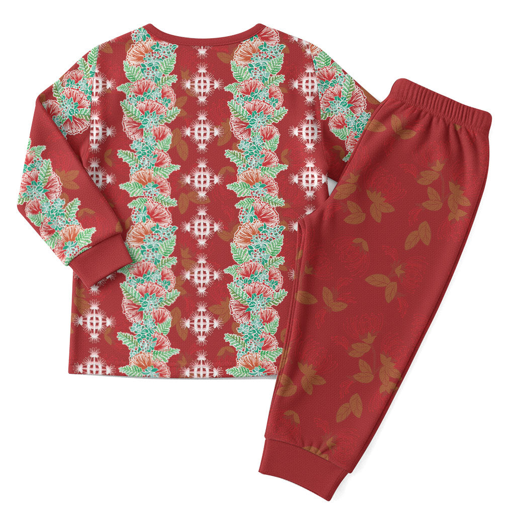 Hawaii Ohia Lehua Christmas Pajama Set Tropical Vibes Crimson LT05 - Polynesian Pride