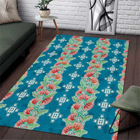 Hawaii Ohia Lehua Area Rug Tropical Vibes Teal LT05 Teal - Polynesian Pride