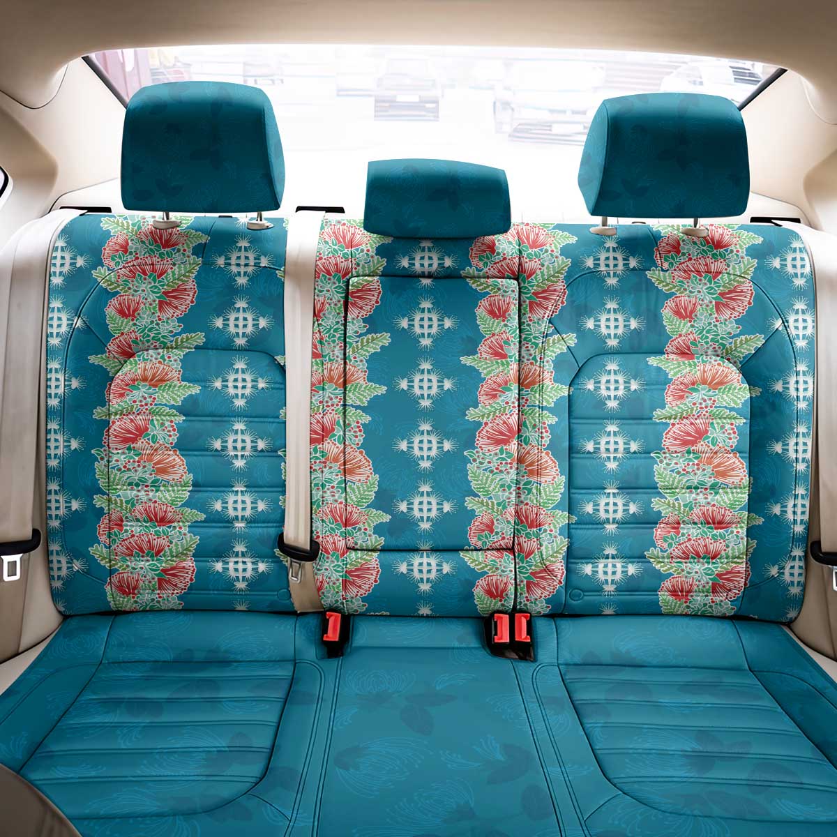 Hawaii Ohia Lehua Back Car Seat Cover Tropical Vibes Teal LT05 - Polynesian Pride