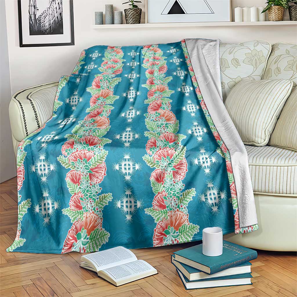 Hawaii Ohia Lehua Blanket Tropical Vibes Teal LT05 Teal - Polynesian Pride