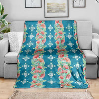 Hawaii Ohia Lehua Blanket Tropical Vibes Teal LT05 - Polynesian Pride