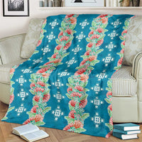 Hawaii Ohia Lehua Blanket Tropical Vibes Teal LT05 - Polynesian Pride