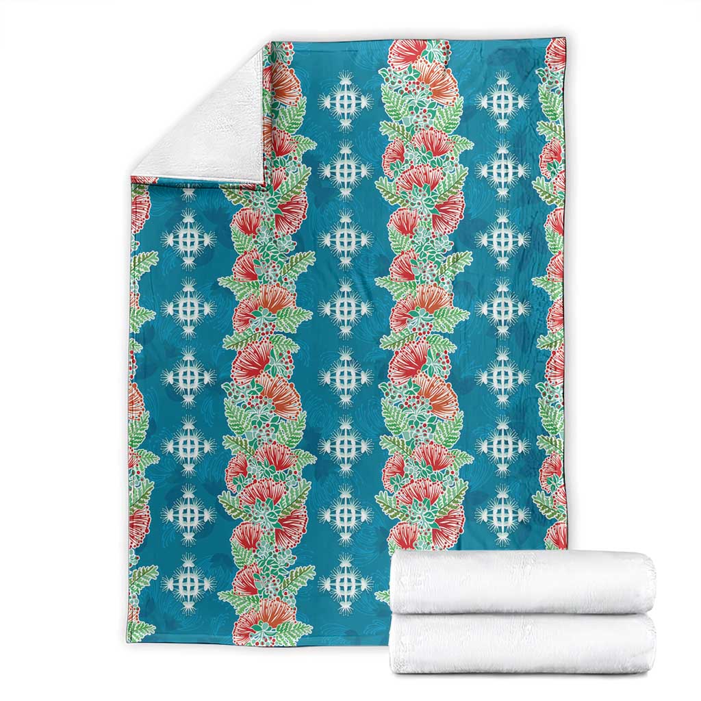 Hawaii Ohia Lehua Blanket Tropical Vibes Teal LT05 - Polynesian Pride
