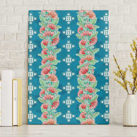 Hawaii Ohia Lehua Canvas Wall Art Tropical Vibes Teal LT05 Without Frame Teal - Polynesian Pride