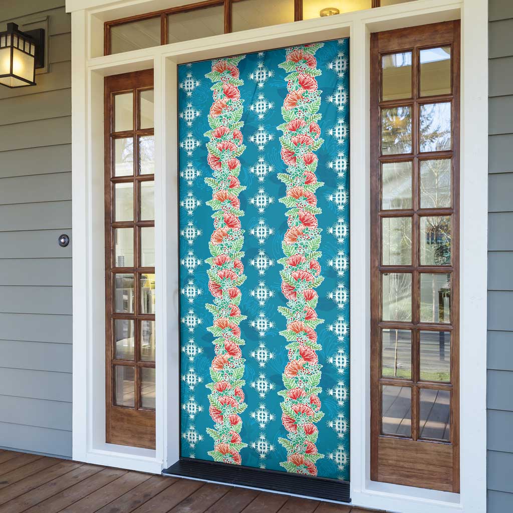 Hawaii Ohia Lehua Door Cover Tropical Vibes Teal LT05 - Polynesian Pride