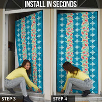 Hawaii Ohia Lehua Door Cover Tropical Vibes Teal LT05 - Polynesian Pride