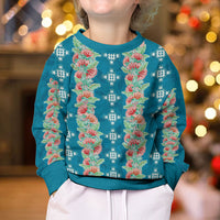 Hawaii Ohia Lehua Kid Ugly Christmas Sweater Tropical Vibes Teal LT05 - Polynesian Pride