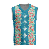 Hawaii Ohia Lehua Christmas Knitted V-Neck Vest Tropical Vibes Teal LT05 Teal - Polynesian Pride