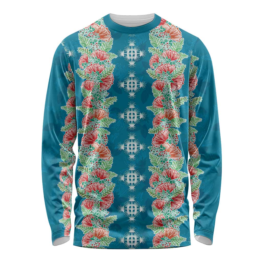 Hawaii Ohia Lehua Long Sleeve Shirt Tropical Vibes Teal LT05 Unisex Teal - Polynesian Pride