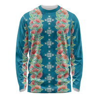Hawaii Ohia Lehua Long Sleeve Shirt Tropical Vibes Teal LT05 Unisex Teal - Polynesian Pride