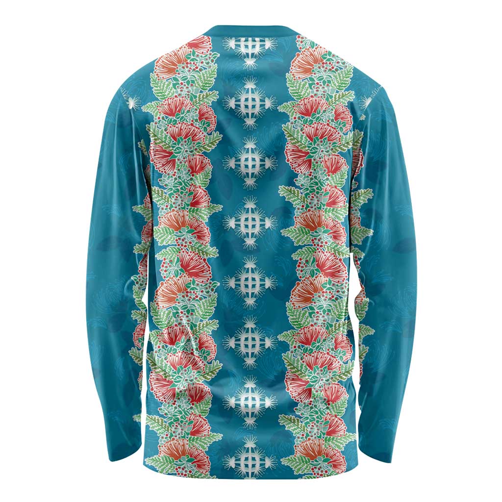 Hawaii Ohia Lehua Long Sleeve Shirt Tropical Vibes Teal LT05 - Polynesian Pride