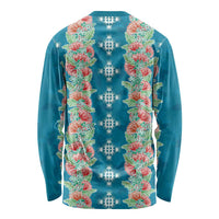 Hawaii Ohia Lehua Long Sleeve Shirt Tropical Vibes Teal LT05 - Polynesian Pride