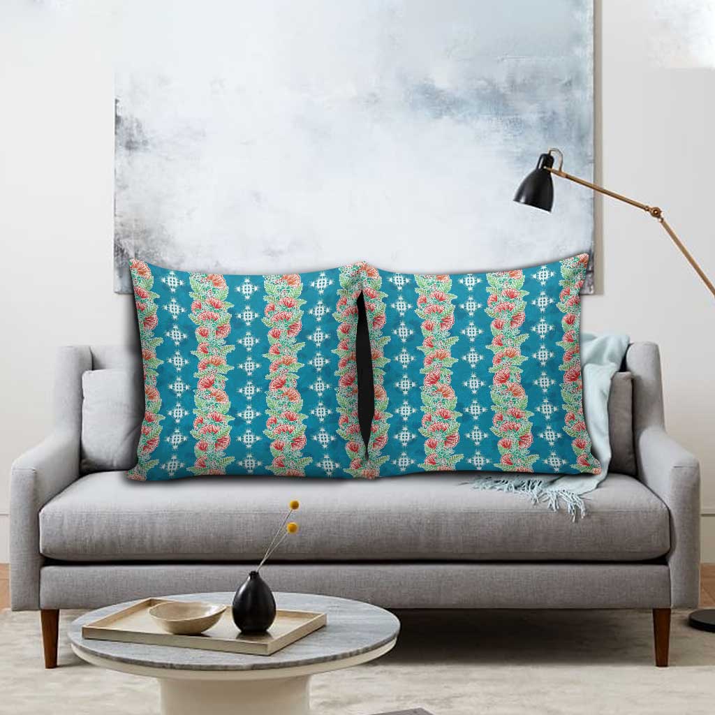 Hawaii Ohia Lehua Pillow Cover Tropical Vibes Teal LT05 - Polynesian Pride