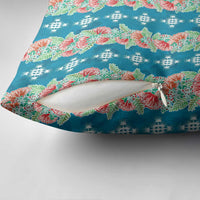 Hawaii Ohia Lehua Pillow Cover Tropical Vibes Teal LT05 - Polynesian Pride
