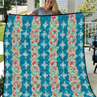 Hawaii Ohia Lehua Quilt Tropical Vibes Teal LT05 Teal - Polynesian Pride