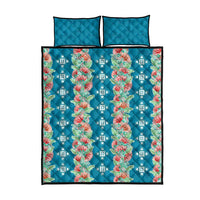 Hawaii Ohia Lehua Quilt Bed Set Tropical Vibes Teal LT05 - Polynesian Pride