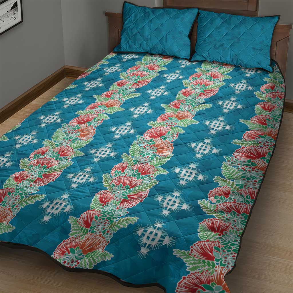 Hawaii Ohia Lehua Quilt Bed Set Tropical Vibes Teal LT05 - Polynesian Pride