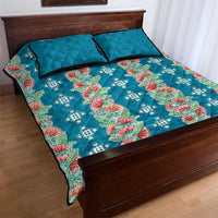 Hawaii Ohia Lehua Quilt Bed Set Tropical Vibes Teal LT05 - Polynesian Pride