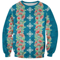 Hawaii Ohia Lehua Sweatshirt Tropical Vibes Teal LT05 Unisex Teal - Polynesian Pride