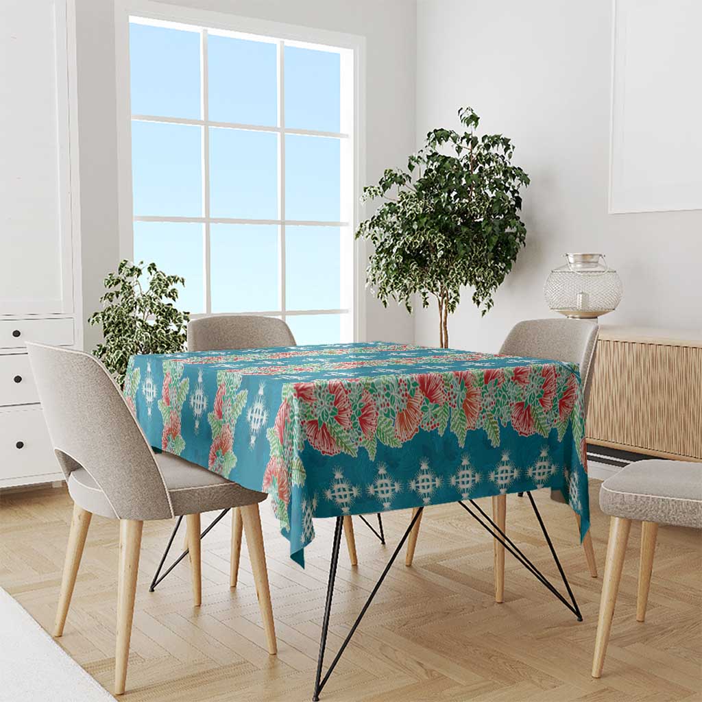 Hawaii Ohia Lehua Tablecloth Tropical Vibes Teal LT05 - Polynesian Pride