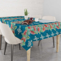 Hawaii Ohia Lehua Tablecloth Tropical Vibes Teal LT05 - Polynesian Pride