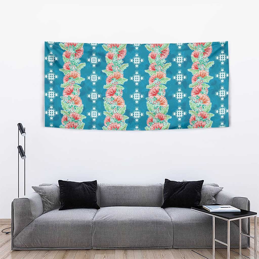 Hawaii Ohia Lehua Tapestry Tropical Vibes Teal LT05 - Polynesian Pride