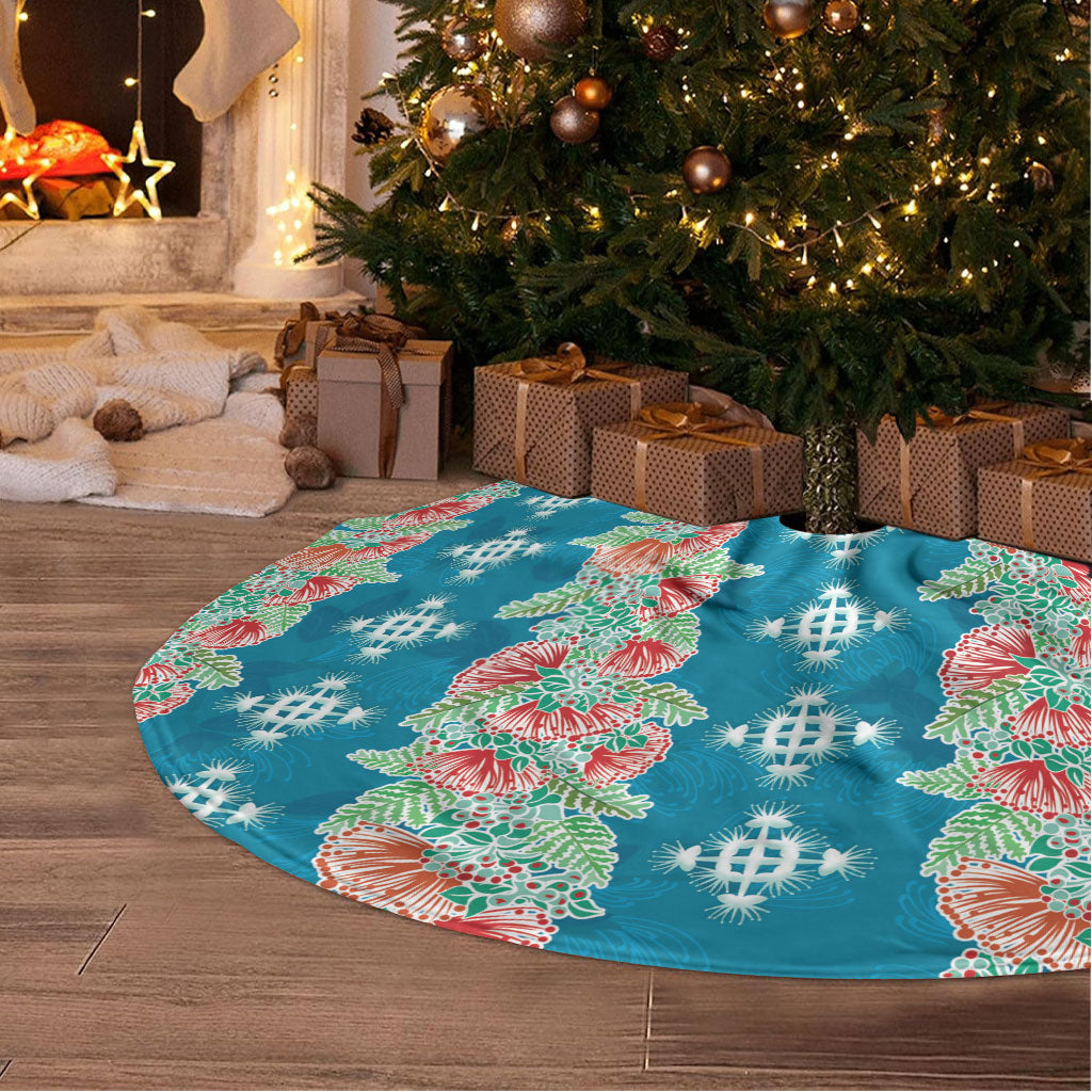 Hawaii Ohia Lehua Tree Skirt Tropical Vibes Teal