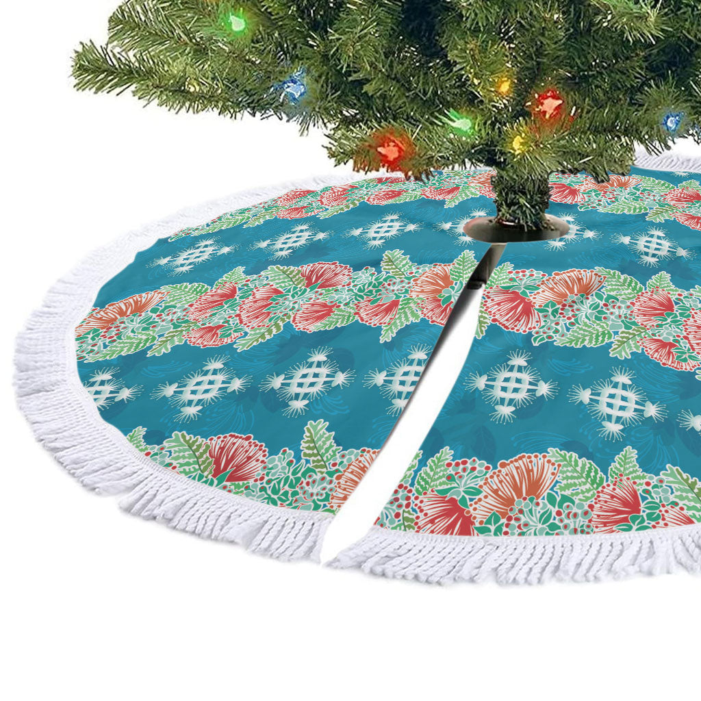 Hawaii Ohia Lehua Tree Skirt Tropical Vibes Teal