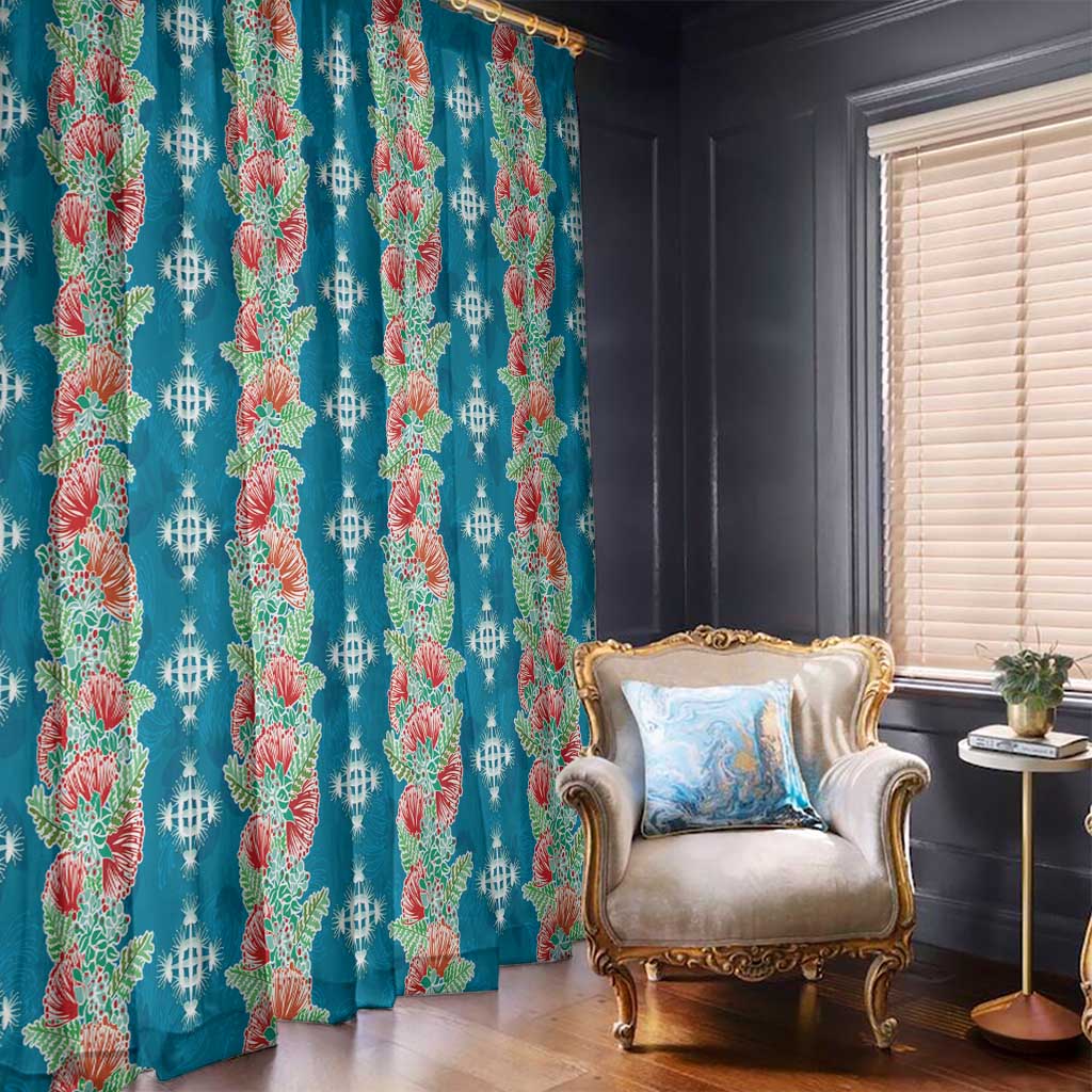 Hawaii Ohia Lehua Window Curtain Tropical Vibes Teal LT05 - Polynesian Pride