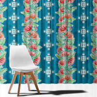 Hawaii Ohia Lehua Window Curtain Tropical Vibes Teal LT05 - Polynesian Pride