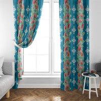 Hawaii Ohia Lehua Window Curtain Tropical Vibes Teal LT05 - Polynesian Pride