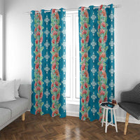 Hawaii Ohia Lehua Window Curtain Tropical Vibes Teal LT05 With Grommets Teal - Polynesian Pride