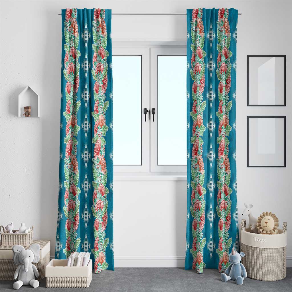 Hawaii Ohia Lehua Window Curtain Tropical Vibes Teal LT05 - Polynesian Pride