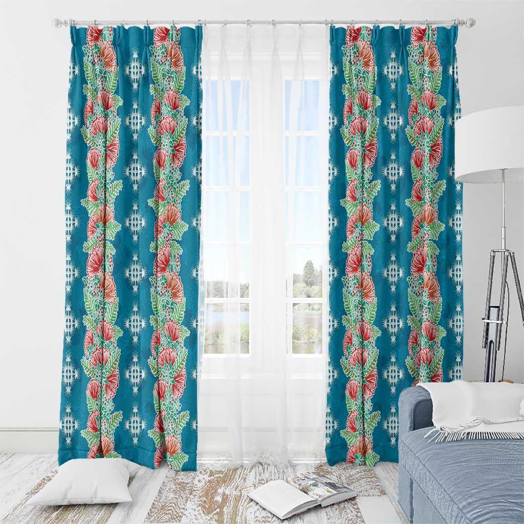Hawaii Ohia Lehua Window Curtain Tropical Vibes Teal LT05 - Polynesian Pride
