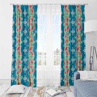 Hawaii Ohia Lehua Window Curtain Tropical Vibes Teal LT05 - Polynesian Pride
