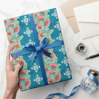 Hawaii Ohia Lehua Wrapping Paper Tropical Vibes Teal LT05 - Polynesian Pride
