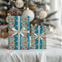 Hawaii Ohia Lehua Wrapping Paper Tropical Vibes Teal LT05 - Polynesian Pride