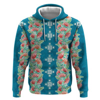 Hawaii Ohia Lehua Zip Hoodie Tropical Vibes Teal LT05 Pullover Hoodie Teal - Polynesian Pride