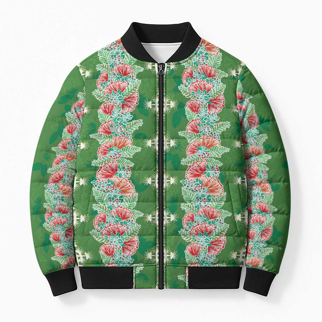 Hawaii Ohia Lehua Bomber Puffer Jacket Tropical Vibes Green LT05 Unisex Green - Polynesian Pride