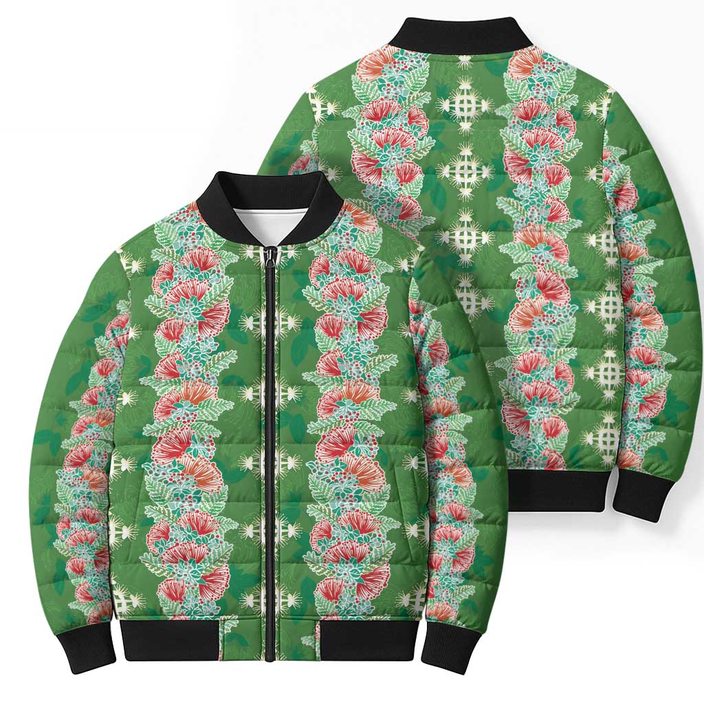 Hawaii Ohia Lehua Bomber Puffer Jacket Tropical Vibes Green LT05 - Polynesian Pride