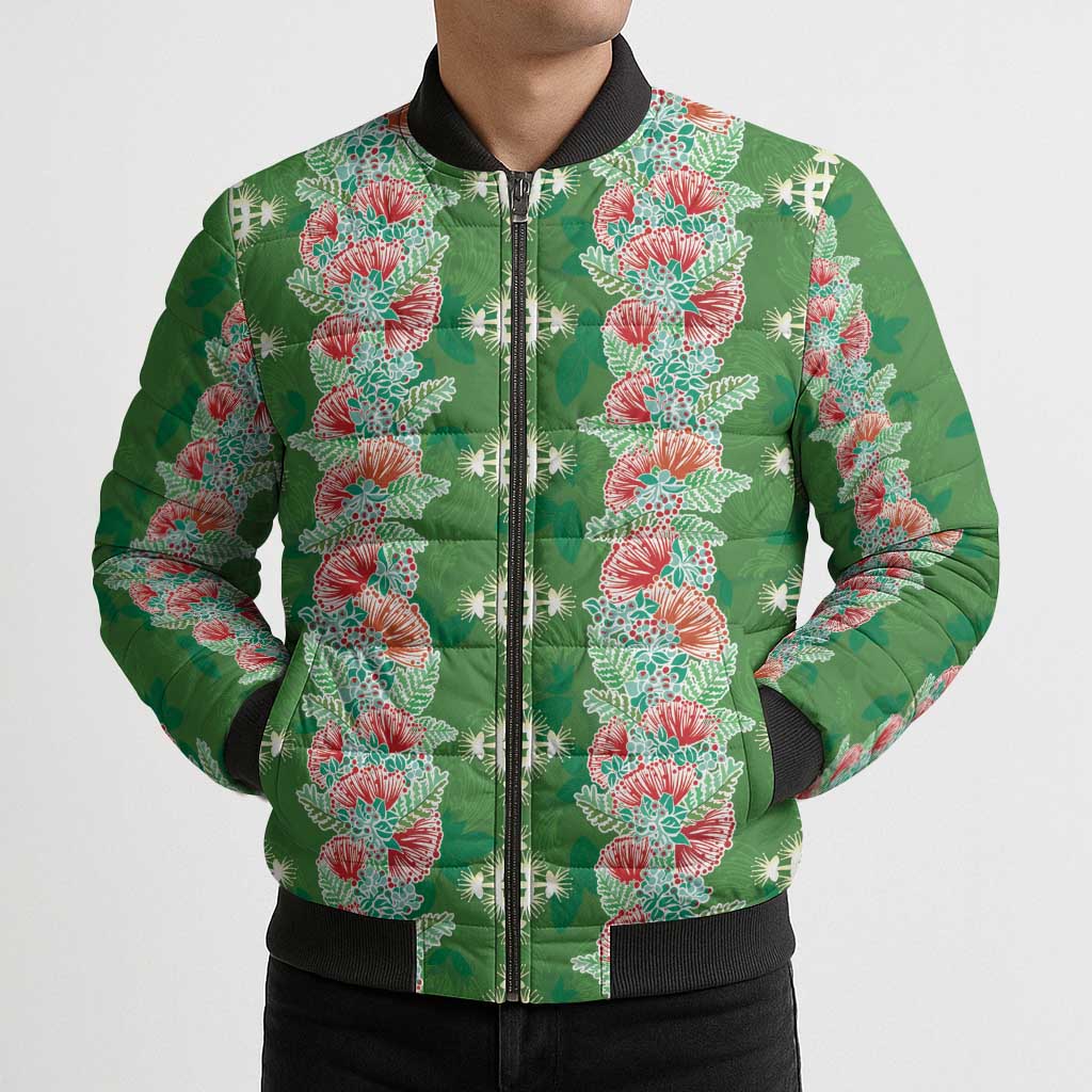 Hawaii Ohia Lehua Bomber Puffer Jacket Tropical Vibes Green LT05 - Polynesian Pride