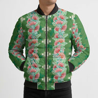 Hawaii Ohia Lehua Bomber Puffer Jacket Tropical Vibes Green LT05 - Polynesian Pride
