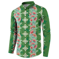 Hawaii Ohia Lehua Button Sweatshirt Tropical Vibes Green LT05 - Polynesian Pride